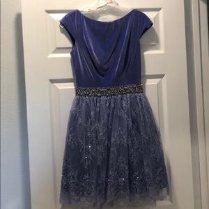 Sherri hill purple a line short dress